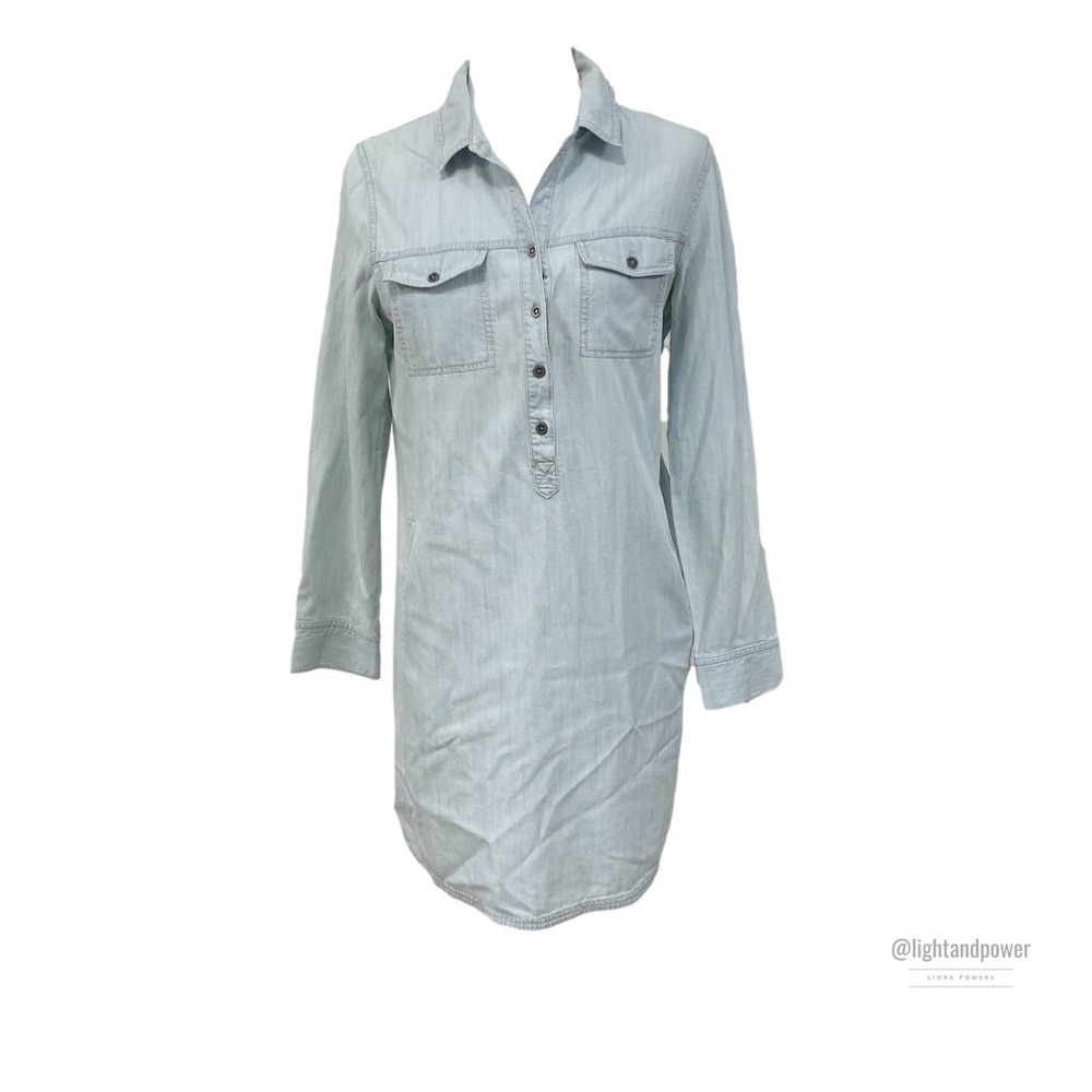 Eileen Fisher Blue Denim Tunic  Shirt Dress S EUC - Picture 2 of 6